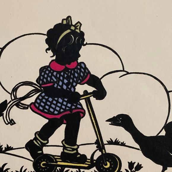 Pair of Vintage Silhouettes - Children with Animals - Picture 3 of 6